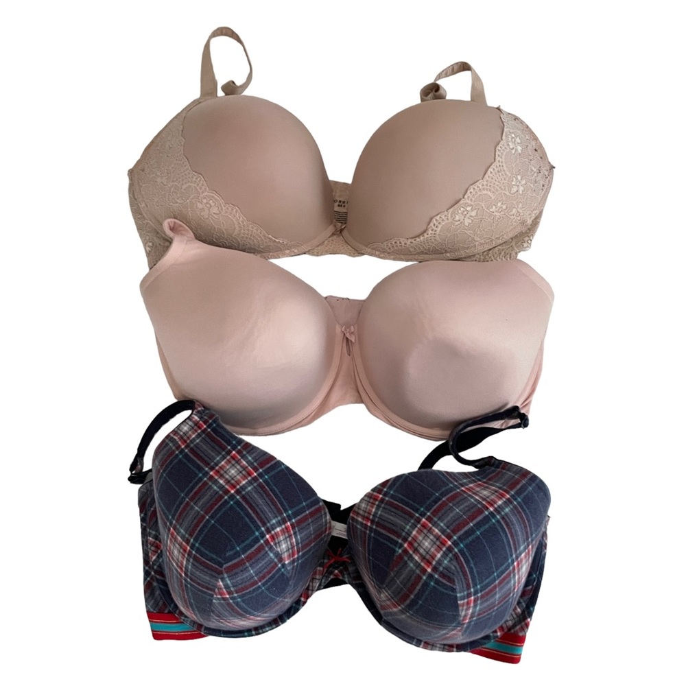torrid & cacique bra bundle 3 bras size 44G used condition plaid lace multicolor